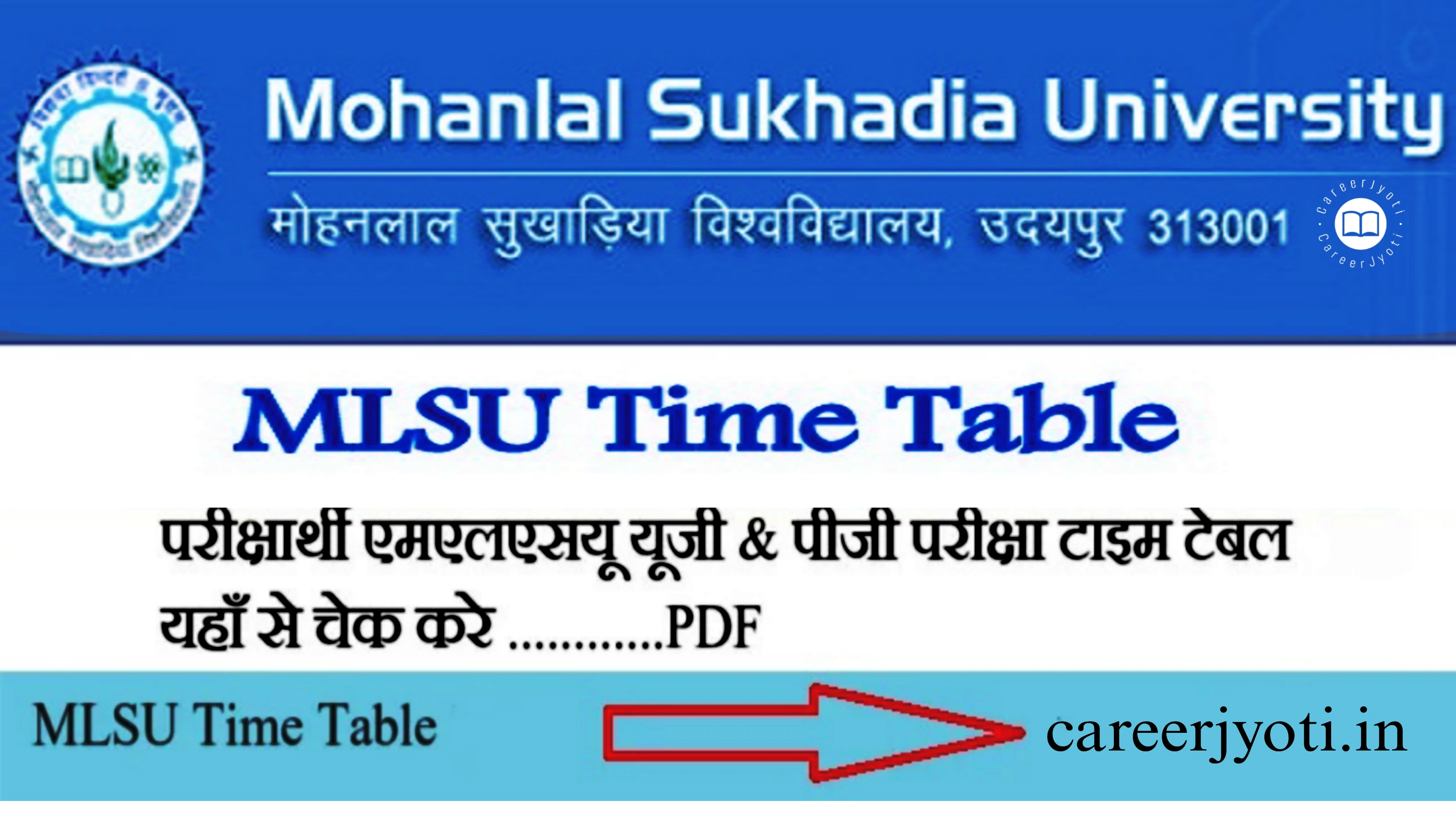 मोहनलाल सुखाड़िया विश्वविद्यालय, उदयपुर Exam Schedule Download, Official Time Table 2025