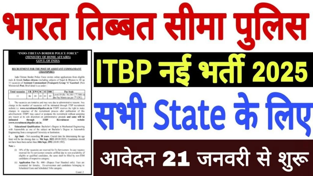 ITBP Assistant Commandant Vacancy: आईटीबीपी में असिस्टेंट कमांडेंट टेलीकॉम के पदों पर भर्ती का नोटिफिकेशन जारी
