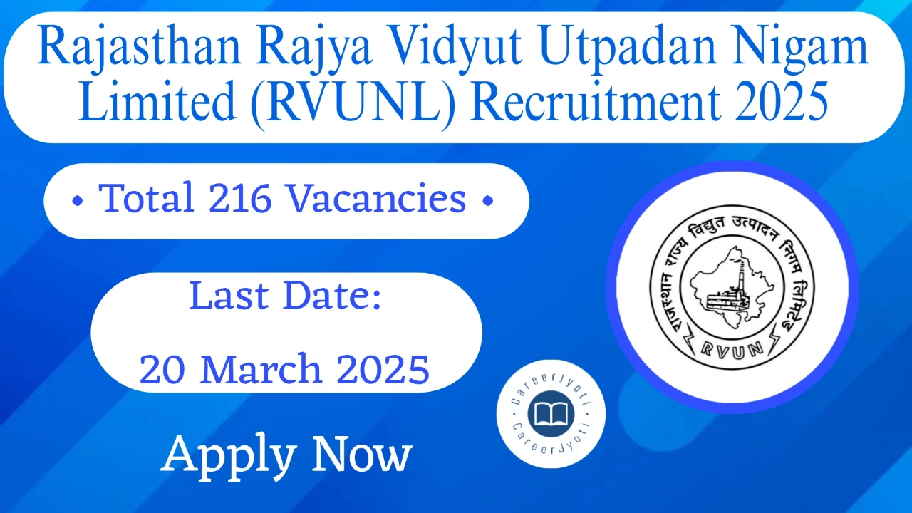 Rajasthan RVUNL Recruitment 2025 – Apply for Technician 216 Posts