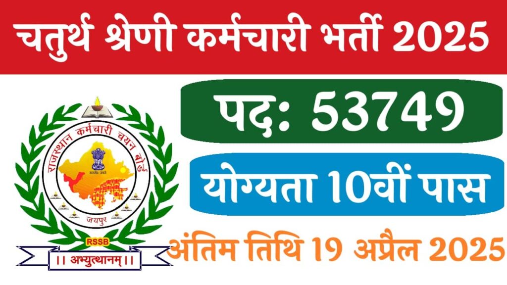Rajasthan 4th Grade Recruitment 2025: 53749 पदों पर बंपर भर्ती, 10वीं पास करें आवेदन | Apply Now