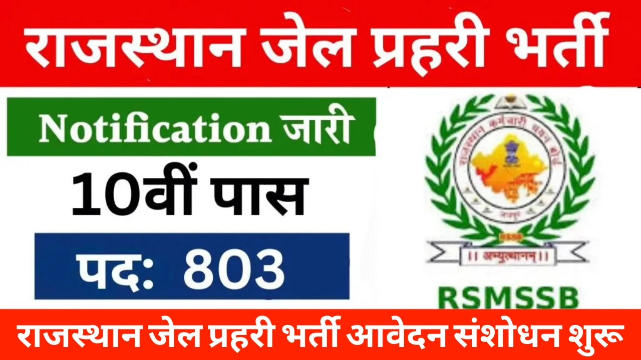 राजस्थान जेल प्रहरी भर्ती आवेदन में संशोधन (Modification) प्रक्रिया - विस्तृत जानकारी