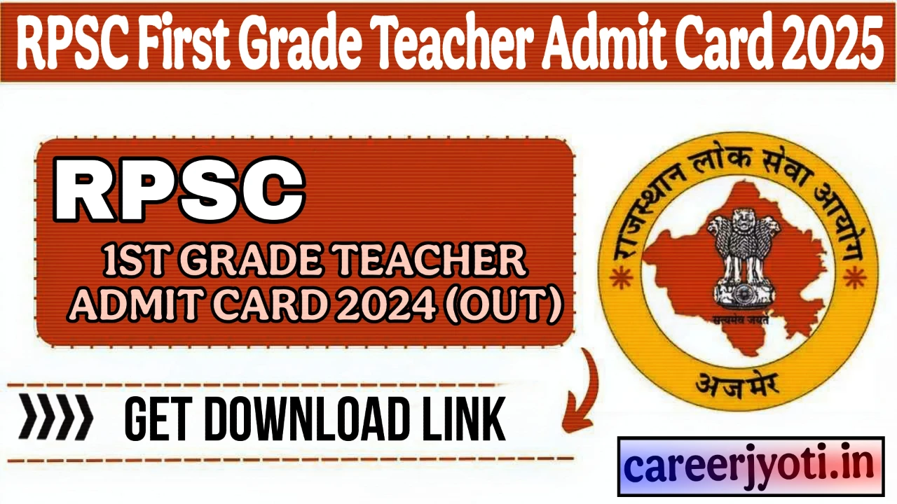 RPSC First Grade Teacher Exam 2025 – Admit Card Download & Check Exam City Details