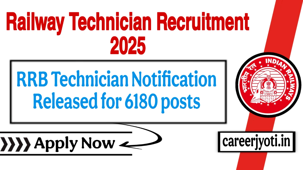 Railway Technician Recruitment 2025 – रेलवे टेक्नीशियन के 6180 पदों पर भर्ती