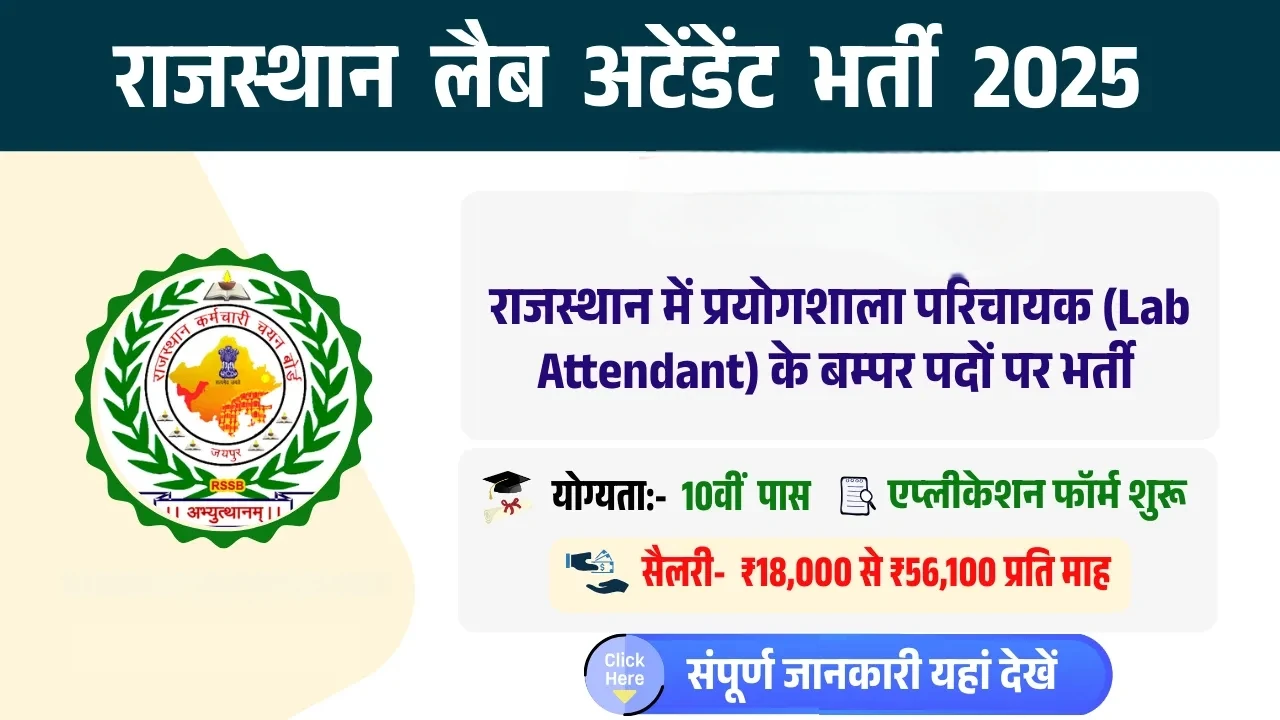 Rajasthan Lab Attendant Recruitment 2025 राजस्थान प्रयोगशाला परिचायक भर्ती का नोटिफिकेशन जारी