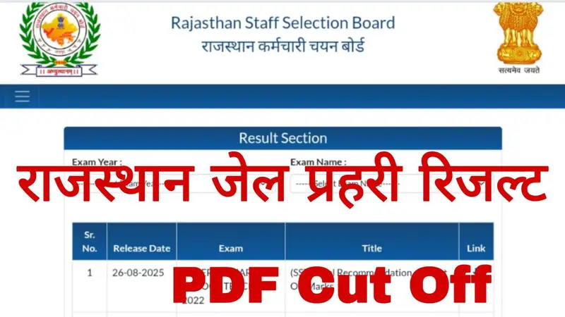 Rajasthan Jail Prahari Result 2025 | राजस्थान जेल प्रहरी परीक्षा का रिजल्ट जारी, यहां देखें