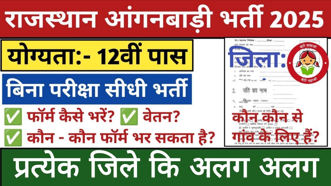 Rajasthan Anganwadi Recruitment 2025 – 10th & 12th Pass Women Can Apply, District-Wise Notifications