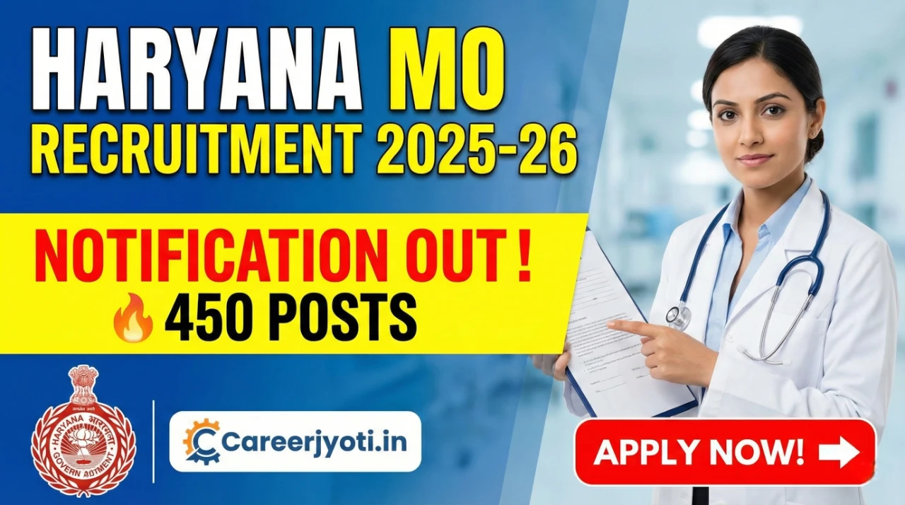 Haryana Health MO Vacancy 2025-26: Notification realised 450 Post| Eligibility, Salary & Apply Link